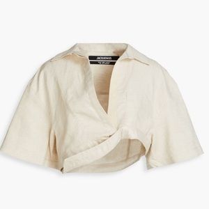Jacquemus Le Splash Capri Crop Shirt in cotton-linen.
